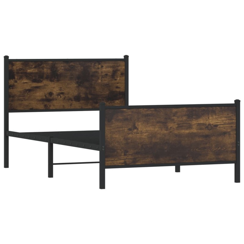 vidaXL Metallbett ohne Matratze Räuchereiche 100x190 cm vidaXL Metallbett ohne Matratze Räuchereiche 100x190 cm