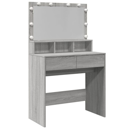 vidaXL Schminktisch mit LED-Beleuchtung Grau Sonoma 80x41x134,5 cm