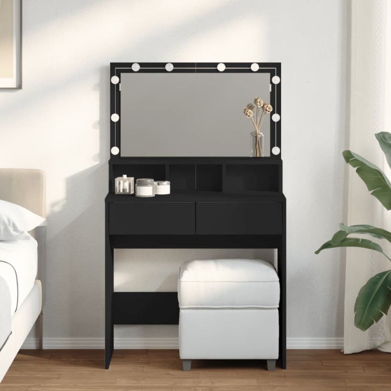 vidaXL Schminktisch mit LED-Beleuchtung Schwarz 80x41x134,5 cm vidaXL Schminktisch mit LED-Beleuchtung Schwarz 80x41x134,5 cm
