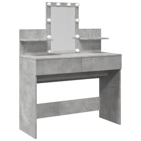 vidaXL Schminktisch mit LED-Beleuchtung Betongrau 100x40x130 cm