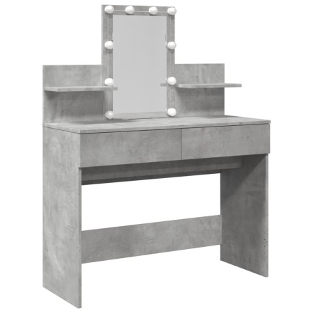vidaXL Schminktisch mit LED-Beleuchtung Betongrau 100x40x130 cm