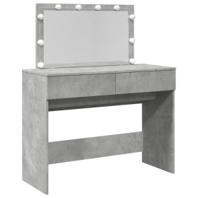 vidaXL Schminktisch mit LED-Beleuchtung Betongrau 100x40x120 cm