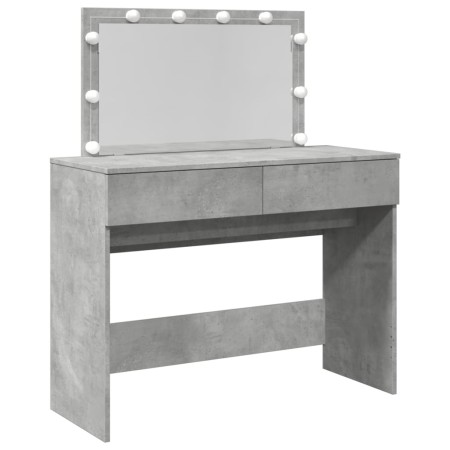 vidaXL Schminktisch mit LED-Beleuchtung Betongrau 100x40x120 cm