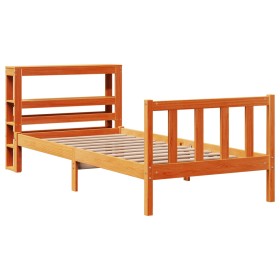 vidaXL Massivholzbett mit Kopfteil Wachsbraun 90x190 cm Kiefer