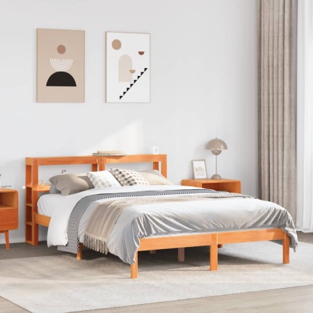 vidaXL Massivholzbett mit Kopfteil Wachsbraun 120x200 cm Kiefer