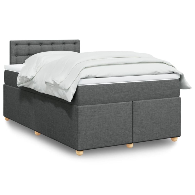 vidaXL Boxspringbett mit Matratze Dunkelgrau 120x200 cm Stoff vidaXL Boxspringbett mit Matratze Dunkelgrau 120x200 cm Stoff
