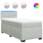 vidaXL Boxspringbett mit Matratze Hellgrau 90x190 cm Samt vidaXL Boxspringbett mit Matratze Hellgrau 90x190 cm Samt