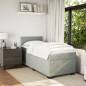 vidaXL Boxspringbett mit Matratze Hellgrau 90x190 cm Samt vidaXL Boxspringbett mit Matratze Hellgrau 90x190 cm Samt