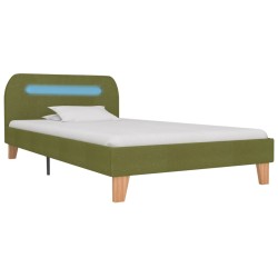 Bettgestell mit LED Grün Stoff 90x200 cm
