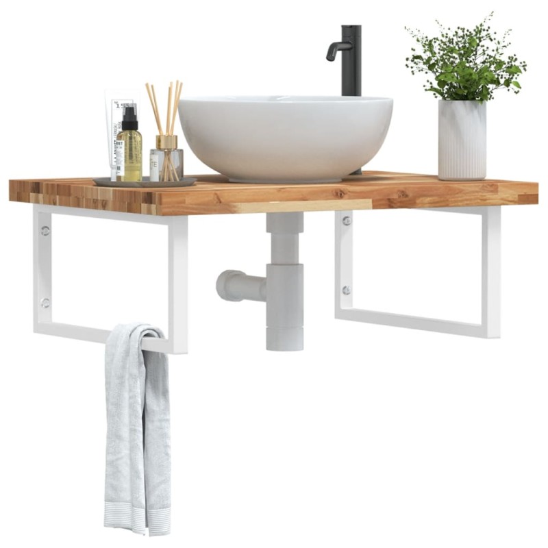 vidaXL Waschbeckenregal Wandmontage Stahl und Akazienholz vidaXL Waschbeckenregal Wandmontage Stahl und Akazienholz