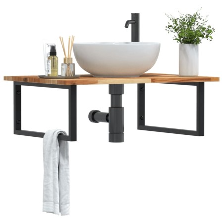 vidaXL Waschbeckenregal Wandmontage Stahl und Akazienholz