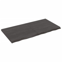Tischplatte Dunkelgrau 120x60x4 cm Massivholz Eiche Behandelt