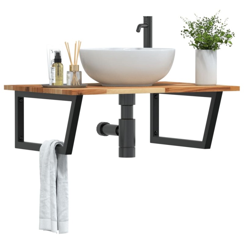 vidaXL Waschbeckenregal Wandmontage Stahl und Akazienholz vidaXL Waschbeckenregal Wandmontage Stahl und Akazienholz