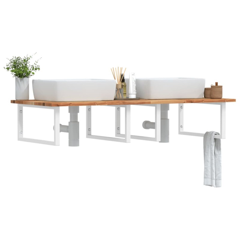 vidaXL Waschbeckenregal Wandmontage Stahl und Akazienholz vidaXL Waschbeckenregal Wandmontage Stahl und Akazienholz
