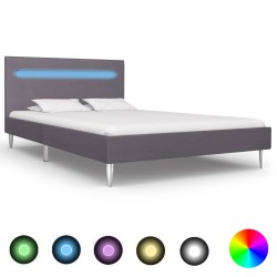 Bettgestell mit LED Grau Stoff 120 x 200 cm
