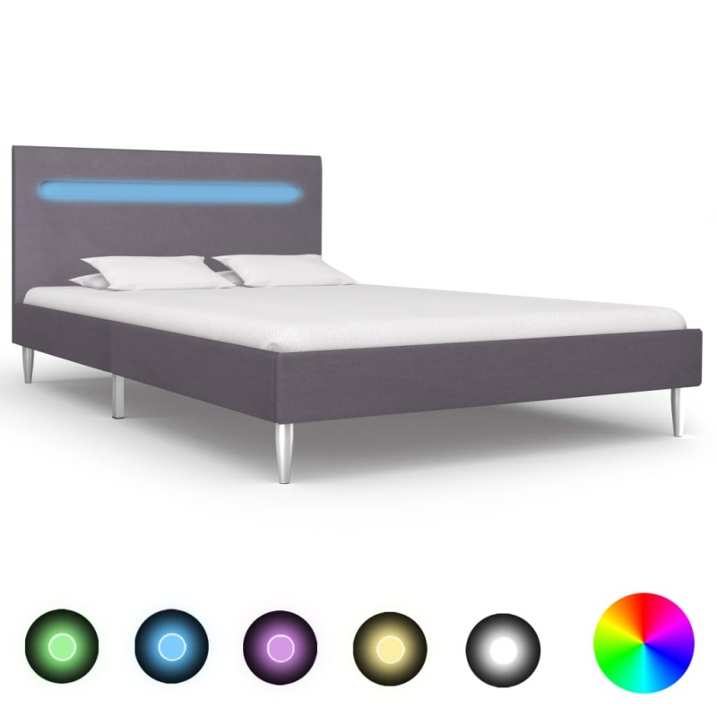 Bettgestell mit LED Grau Stoff 120 x 200 cm Bettgestell mit LED Grau Stoff 120 x 200 cm