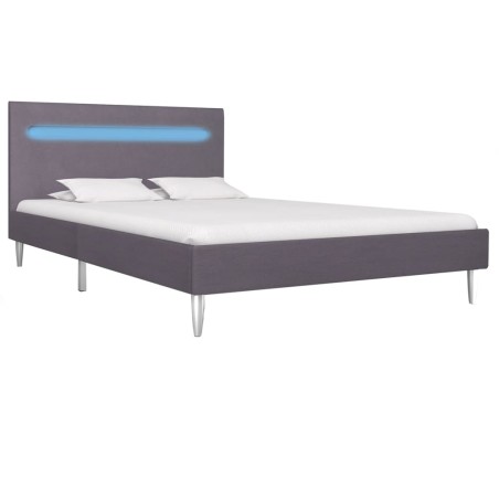Bettgestell mit LED Grau Stoff 120 x 200 cm