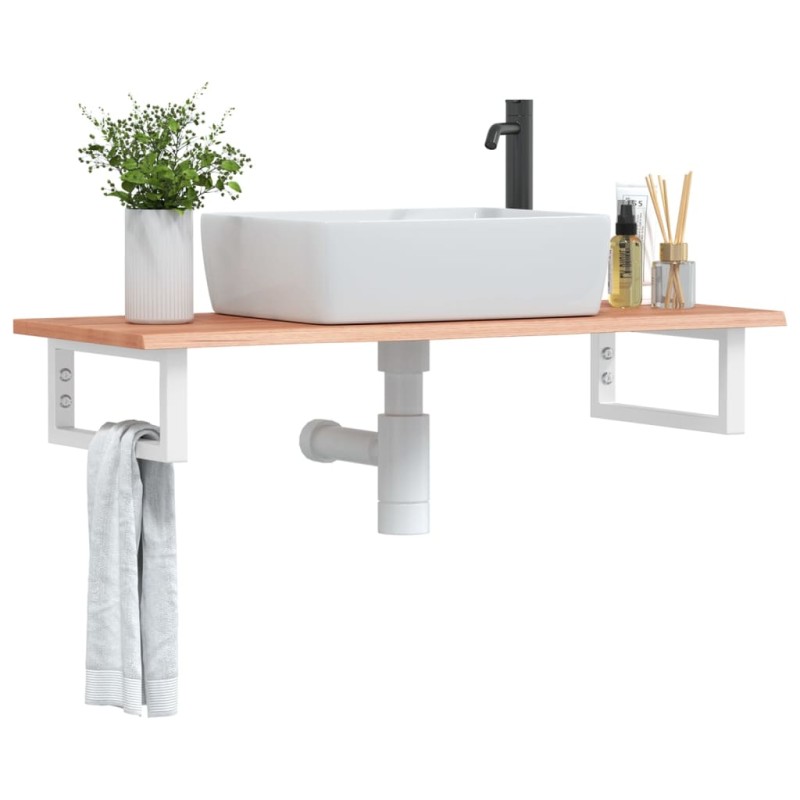 vidaXL Waschtischplatte mit Halterung Stahl und Massivholz Eiche vidaXL Waschtischplatte mit Halterung Stahl und Massivholz Eiche