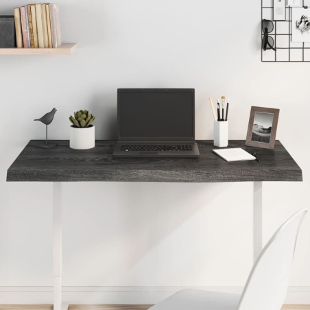 Tischplatte Dunkelgrau 100x40x4 cm Massivholz Eiche Behandelt