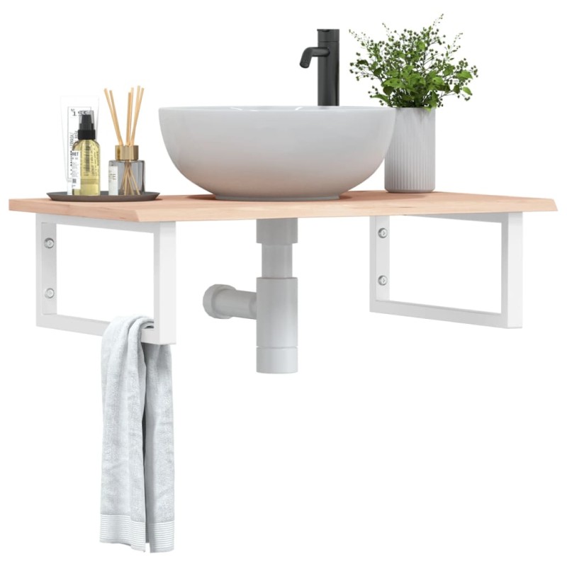 vidaXL Waschtischplatte mit Halterung Stahl und Massivholz Eiche vidaXL Waschtischplatte mit Halterung Stahl und Massivholz Eiche