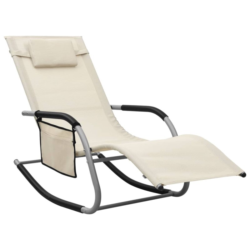 Sonnenliege Textilene Creme und Grau Sonnenliege Textilene Creme und Grau