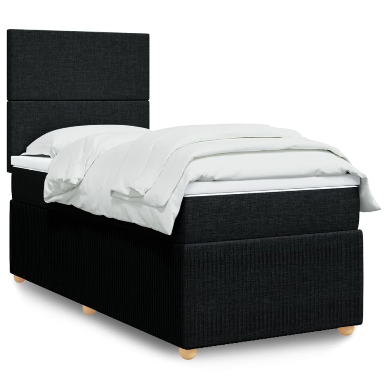 vidaXL Boxspringbett mit Matratze Schwarz 90x190 cm Stoff vidaXL Boxspringbett mit Matratze Schwarz 90x190 cm Stoff