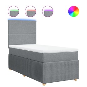 vidaXL Boxspringbett mit Matratze Hellgrau 90x190 cm Stoff