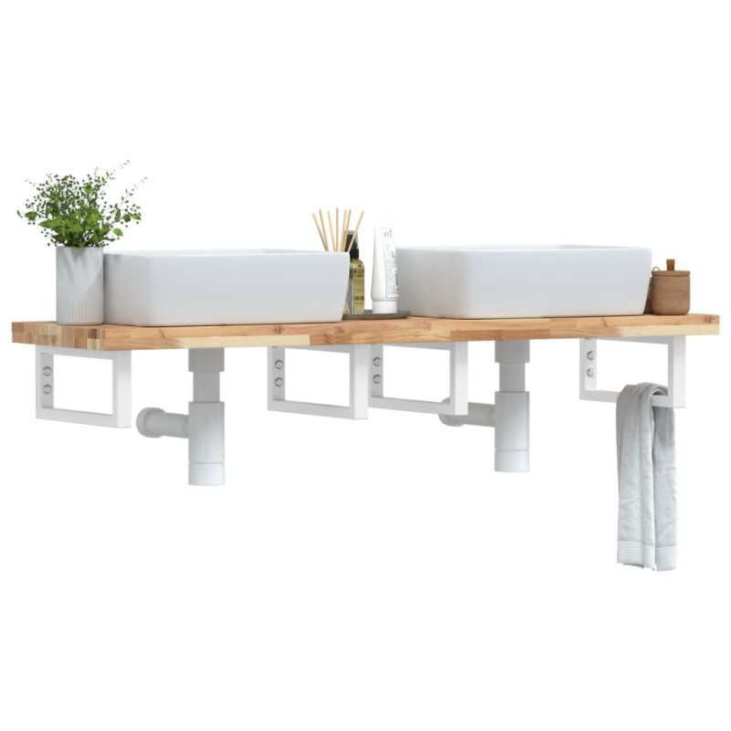 vidaXL Waschbeckenregal Wandmontage Stahl und Akazienholz vidaXL Waschbeckenregal Wandmontage Stahl und Akazienholz