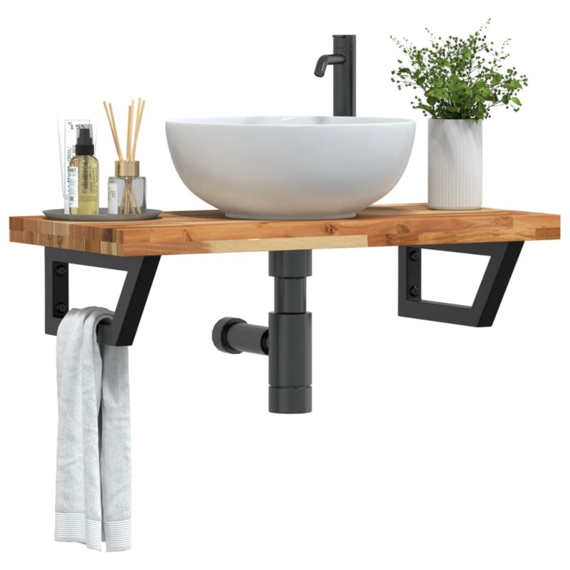 vidaXL Waschbeckenregal Wandmontage Stahl und Akazienholz vidaXL Waschbeckenregal Wandmontage Stahl und Akazienholz