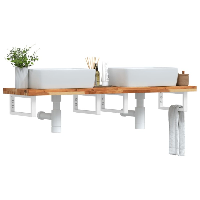vidaXL Waschbeckenregal Wandmontage Stahl und Akazienholz vidaXL Waschbeckenregal Wandmontage Stahl und Akazienholz
