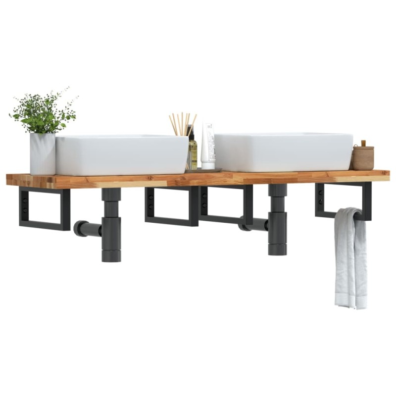 vidaXL Waschbeckenregal Wandmontage Stahl und Akazienholz vidaXL Waschbeckenregal Wandmontage Stahl und Akazienholz