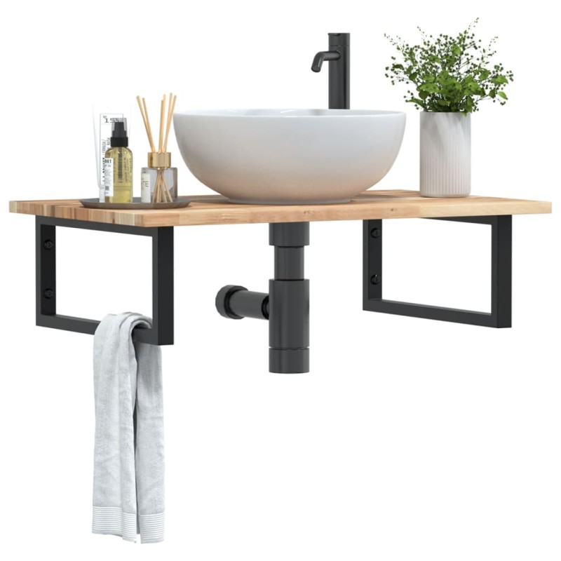 vidaXL Waschbeckenregal Wandmontage Stahl und Akazienholz vidaXL Waschbeckenregal Wandmontage Stahl und Akazienholz