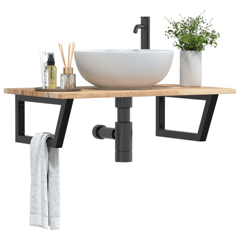 vidaXL Waschbeckenregal Wandmontage Stahl und Akazienholz vidaXL Waschbeckenregal Wandmontage Stahl und Akazienholz