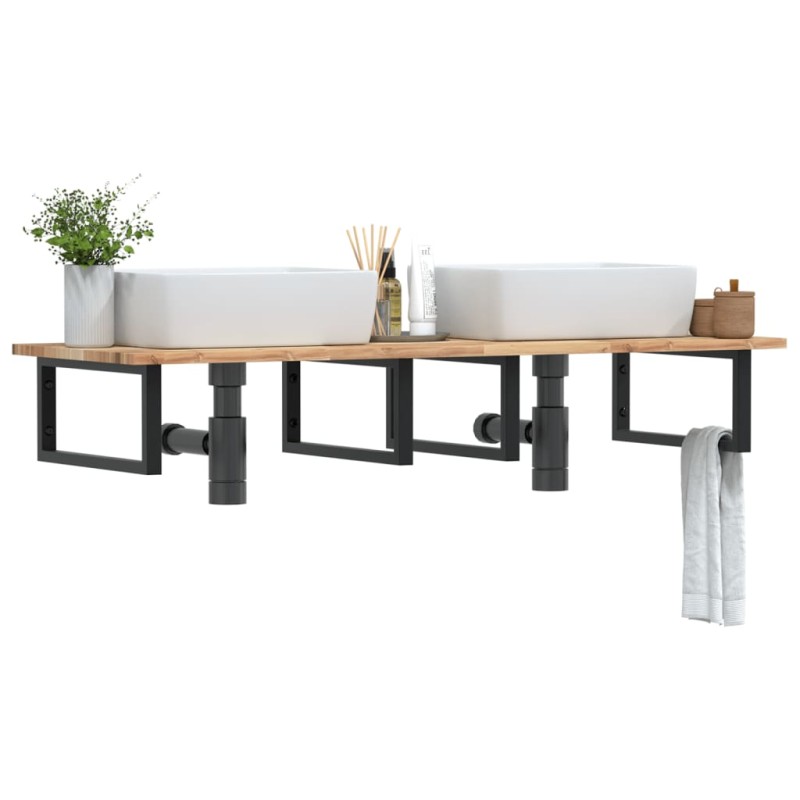 vidaXL Waschbeckenregal Wandmontage Stahl und Akazienholz vidaXL Waschbeckenregal Wandmontage Stahl und Akazienholz