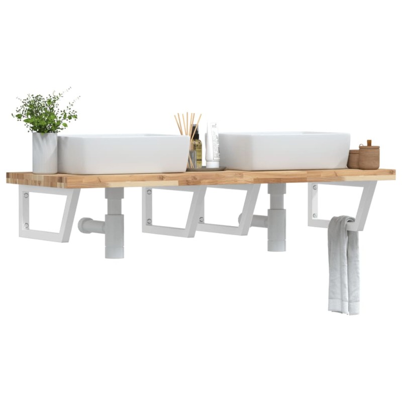 vidaXL Waschbeckenregal Wandmontage Stahl und Akazienholz vidaXL Waschbeckenregal Wandmontage Stahl und Akazienholz
