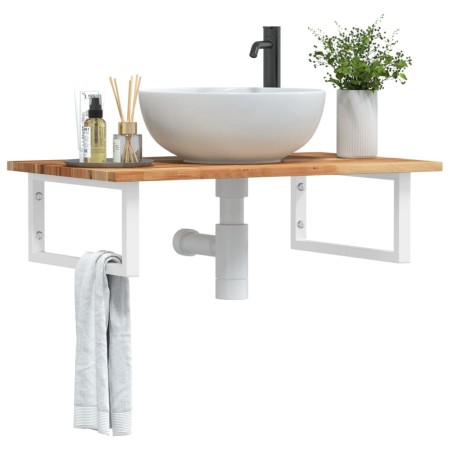 vidaXL Waschbeckenregal Wandmontage Stahl und Akazienholz