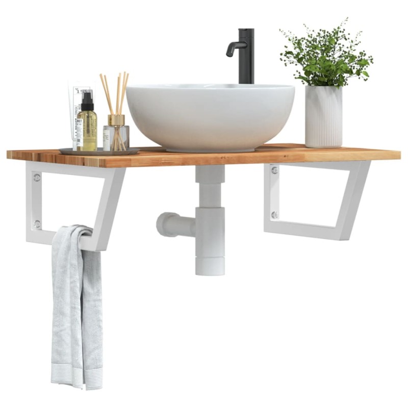 vidaXL Waschbeckenregal Wandmontage Stahl und Akazienholz vidaXL Waschbeckenregal Wandmontage Stahl und Akazienholz
