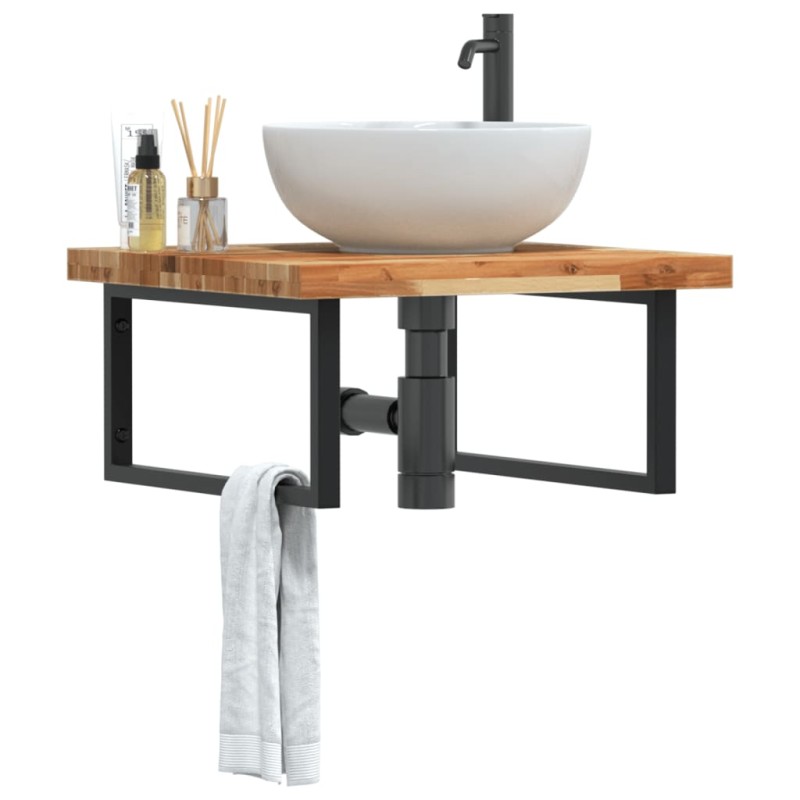 vidaXL Waschbeckenregal Wandmontage Stahl und Akazienholz vidaXL Waschbeckenregal Wandmontage Stahl und Akazienholz