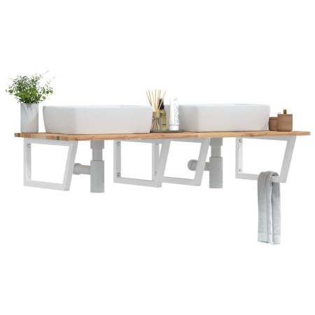 vidaXL Waschbeckenregal Wandmontage Stahl und Akazienholz