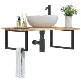 vidaXL Waschbeckenregal Wandmontage Stahl und Akazienholz