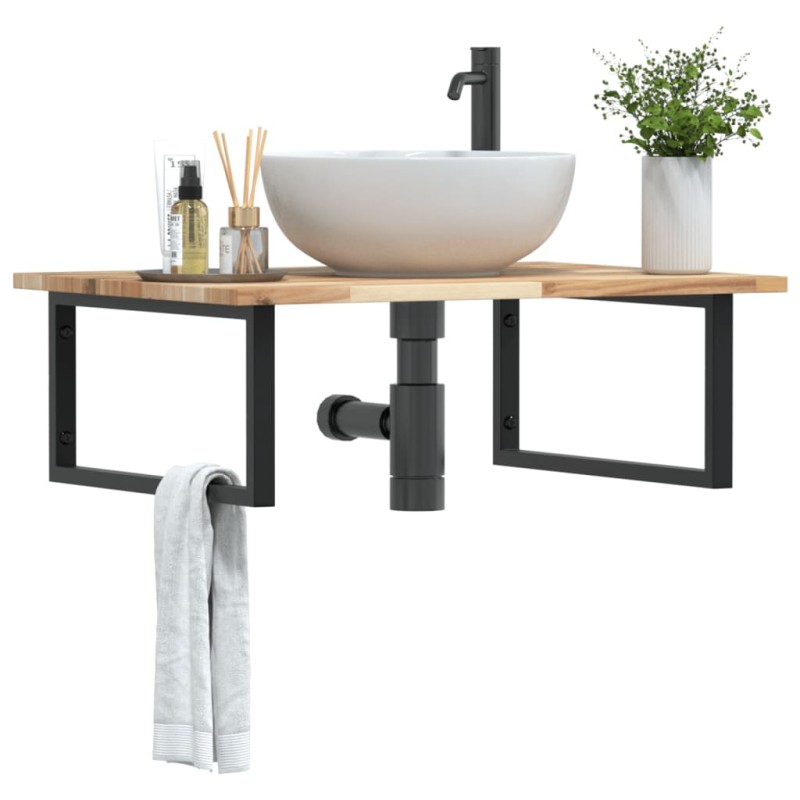 vidaXL Waschbeckenregal Wandmontage Stahl und Akazienholz vidaXL Waschbeckenregal Wandmontage Stahl und Akazienholz
