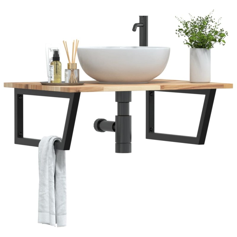 vidaXL Waschbeckenregal Wandmontage Stahl und Akazienholz vidaXL Waschbeckenregal Wandmontage Stahl und Akazienholz