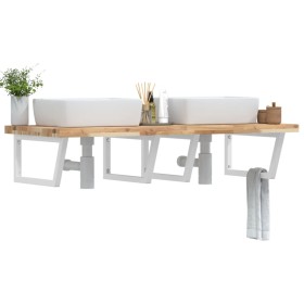 vidaXL Waschbeckenregal Wandmontage Stahl und Akazienholz
