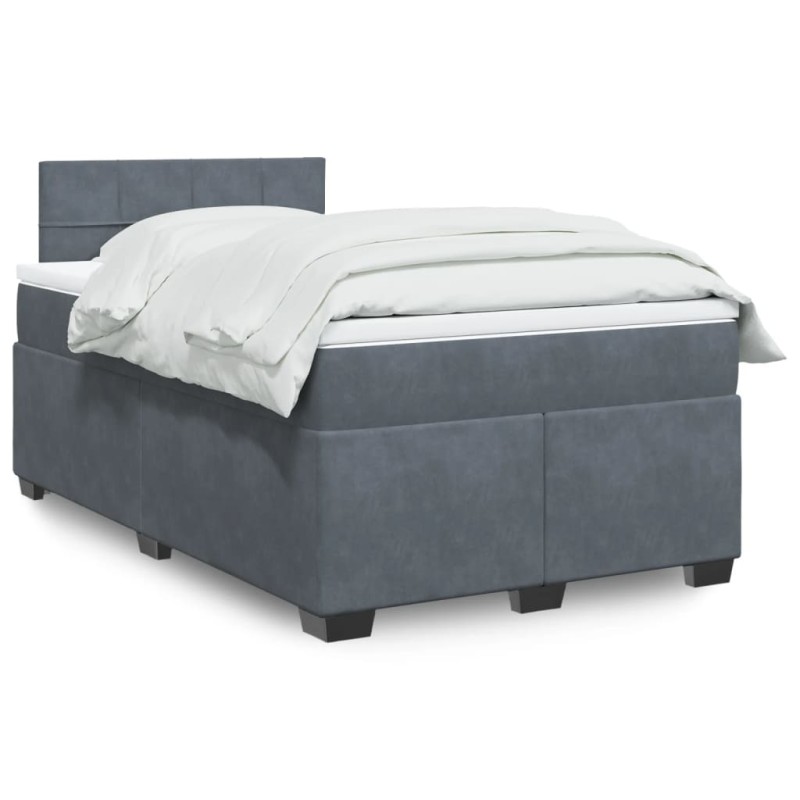 vidaXL Boxspringbett mit Matratze Dunkelgrau 120x200 cm Samt vidaXL Boxspringbett mit Matratze Dunkelgrau 120x200 cm Samt