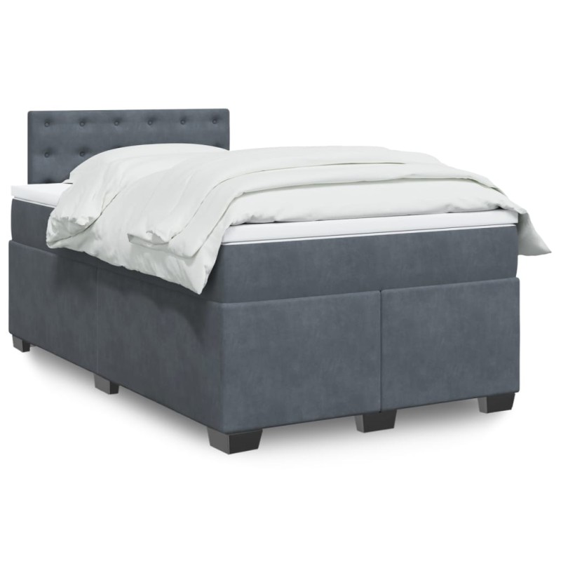 vidaXL Boxspringbett mit Matratze Dunkelgrau 120x200 cm Samt vidaXL Boxspringbett mit Matratze Dunkelgrau 120x200 cm Samt
