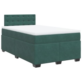 vidaXL Boxspringbett mit Matratze Dunkelgrün 120x200 cm Samt