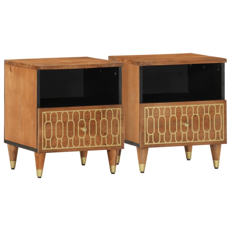 vidaXL Nachttische 2 Stk. 40x33x46 cm Massivholz Mango vidaXL Nachttische 2 Stk. 40x33x46 cm Massivholz Mango