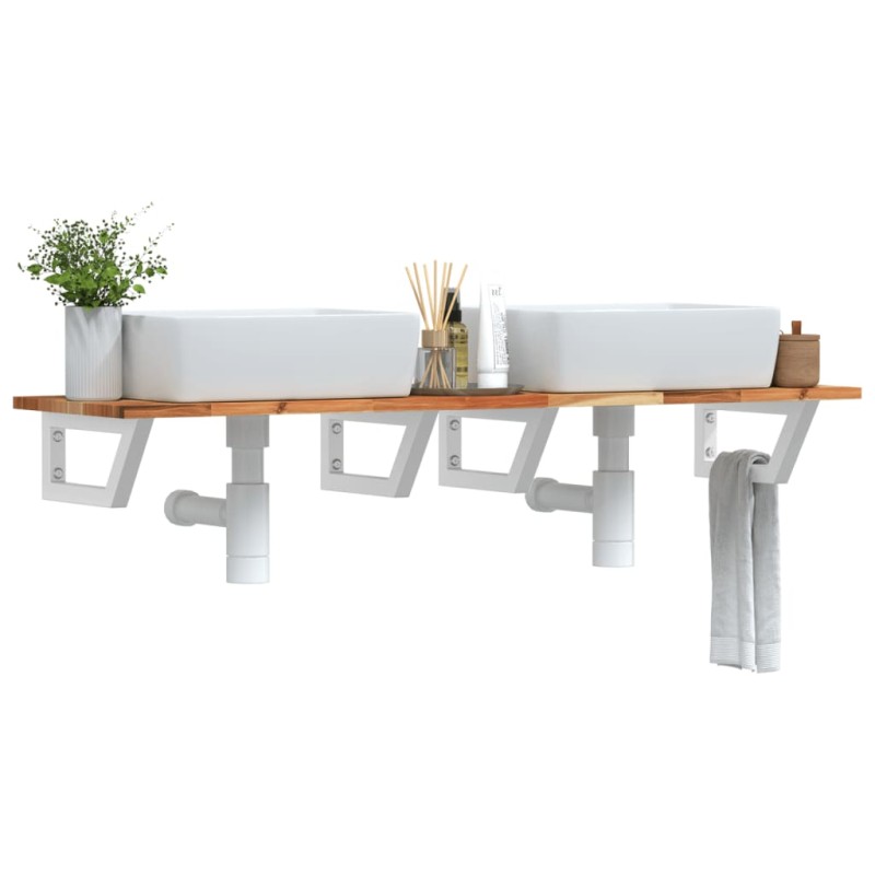 vidaXL Waschbeckenregal Wandmontage Stahl und Akazienholz vidaXL Waschbeckenregal Wandmontage Stahl und Akazienholz