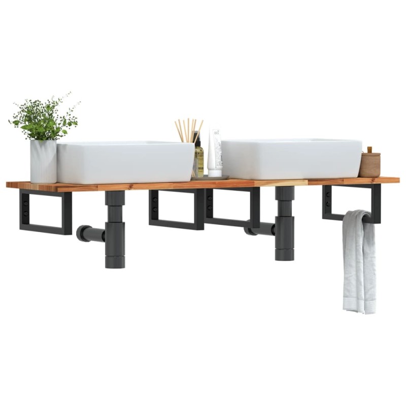 vidaXL Waschbeckenregal Wandmontage Stahl und Akazienholz vidaXL Waschbeckenregal Wandmontage Stahl und Akazienholz