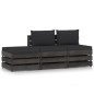 3-tlg. Garten-Lounge-Set mit Kissen Grau Imprägniertes Holz 3-tlg. Garten-Lounge-Set mit Kissen Grau Imprägniertes Holz